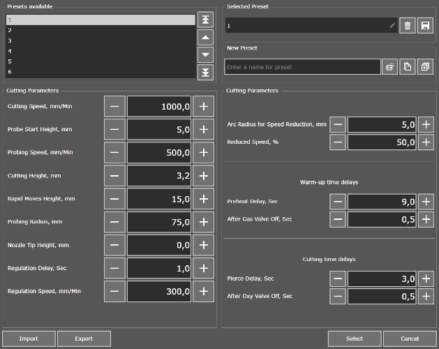 Oxy-fuel cutting parameter library