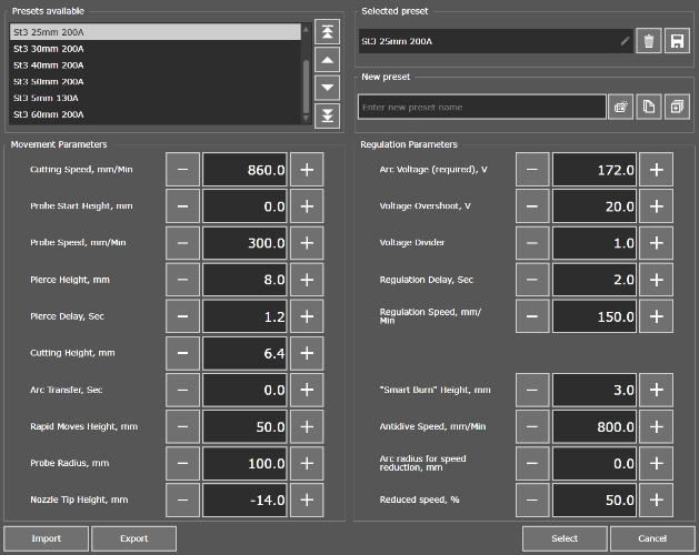 Plasma cutting parameters Library.png