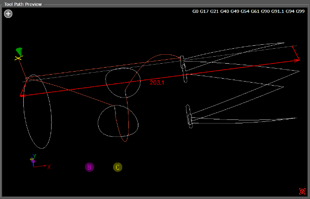 Rotary G-code display example